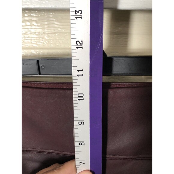 Athleta Delancey Gleam Moto Tight Leggings Size L Burgundy Faux Leather High - Picture 7 of 10